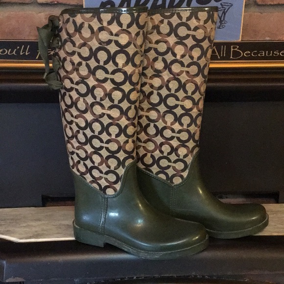 Coach  Tristee Monogram Lace Up RainBoots - Picture 3 of 11